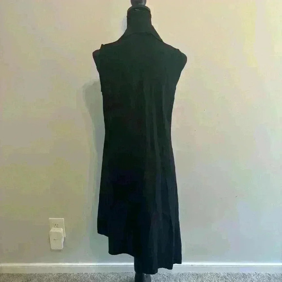 For Cynthia Womens Sz XS Black Linen Dress Button Front Pockets Asymmetrical Hem - Picture 4 of 11